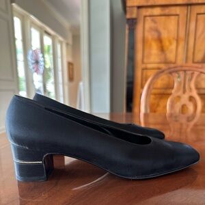 Salvatore Ferragamo Black Low Block Heel Pumps